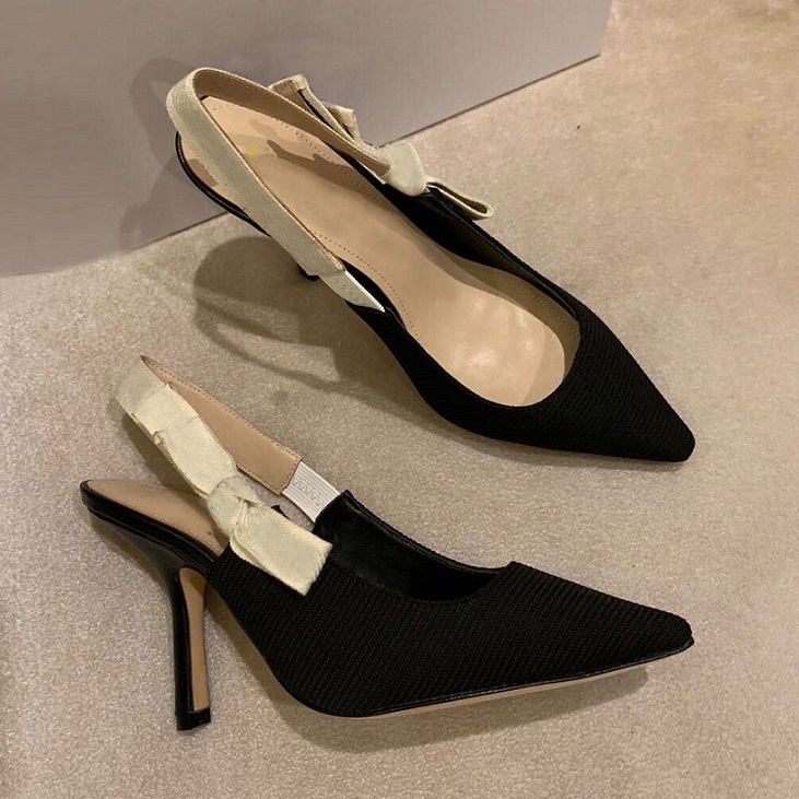 

summer high heels leather womens gladiaor sandals all-match fashion lady bow shoes webbing solid color pointed toe wedding shoes, Heel 6.5
