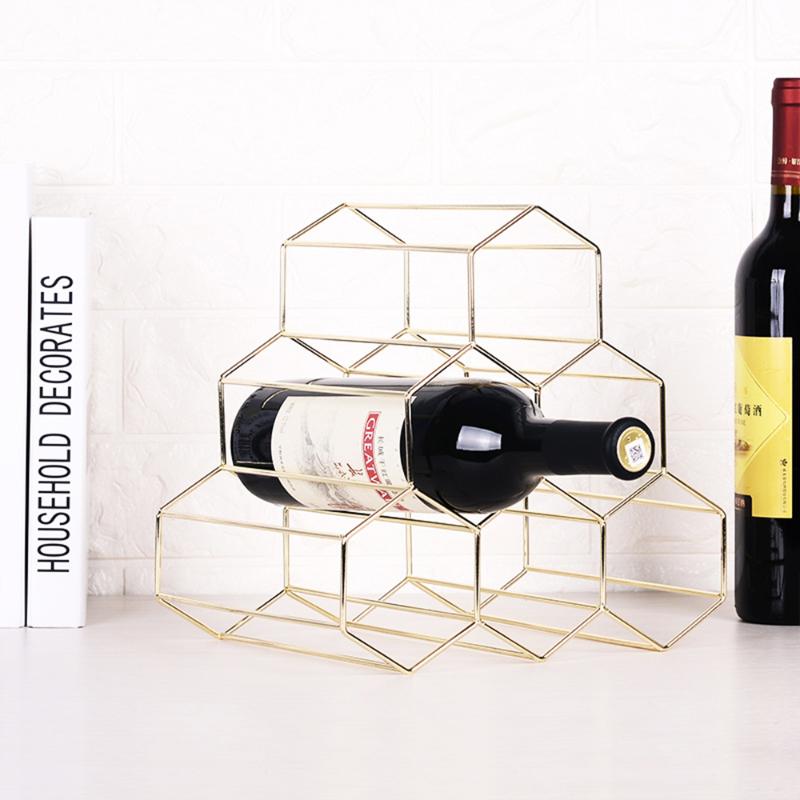 

Golden Wrought Iron Wine Rack European-Style Hollow Wine Cabinet Display Shelf Living Room Office Bar Decorative Storage Holder