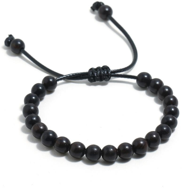 

8mm Natural Wood Beads Bracelets Wrap Men Black Ethinc Meditation Wristbands Women Prayer Yoga Bangle Tibetan Buddhist Jewelry