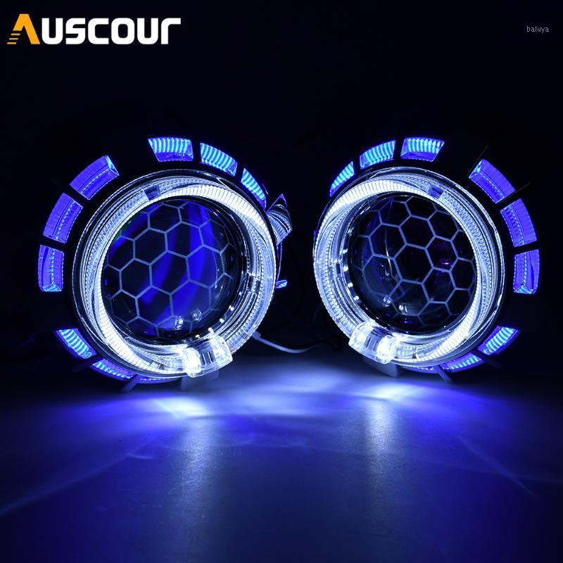 

2.5inch honeycomb blue coating Bi xenon HID MINI projector Lens H1 car headlight H4 H7 base adapter ring Car Styling retrofit1