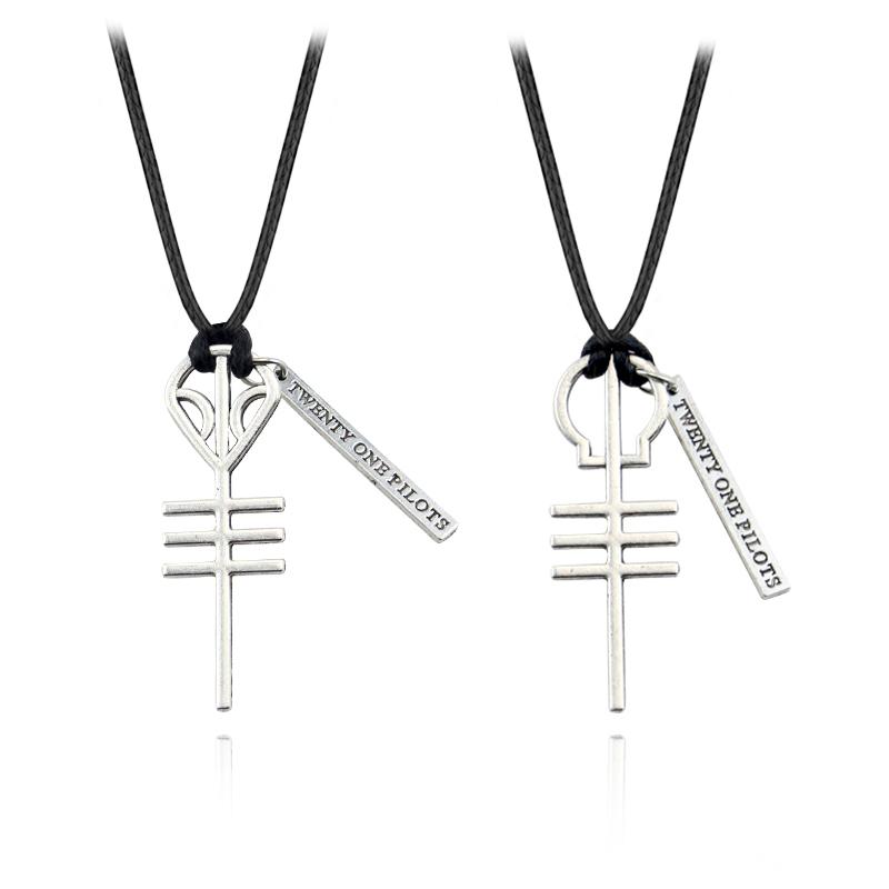 

21 Twenty One Pilots Rock Band Skeleton Necklaces Hip Hop Pendants Cord BFF Best Friends Necklace Punk Men Women Music Jewelry