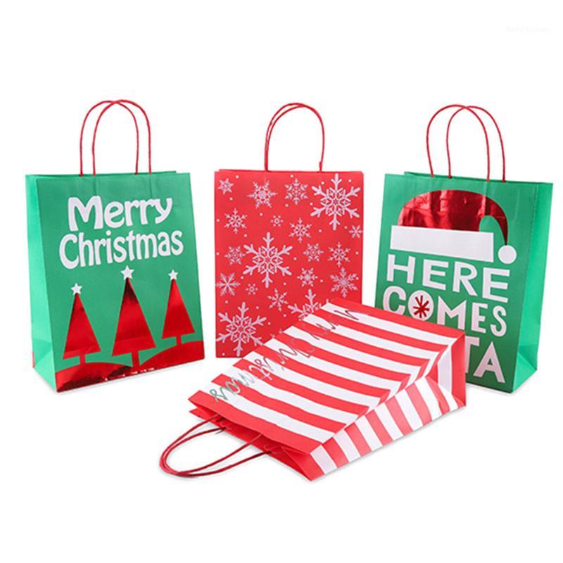 

Creative Christmas Kraft Paper Gift Bag Kawaii Santa Claus Elk Candy Cookies Bag Merry Christmas Square for Birthday Party1