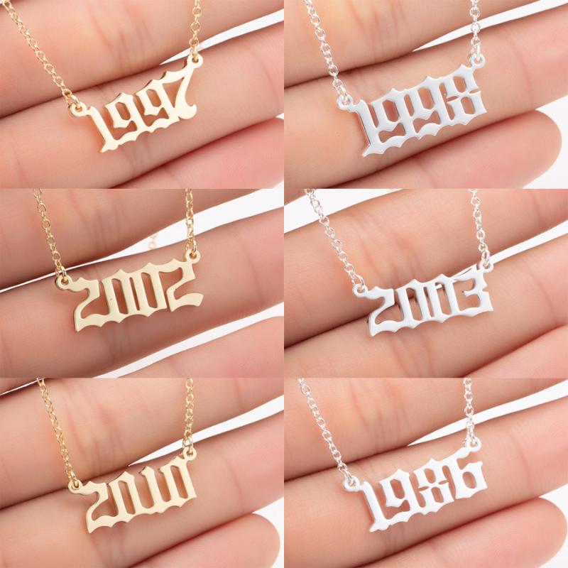 

Oly2u Stainless Steel 1997 1998 1999 Gold Color Necklaces Custom Birth Year Pendant Necklaces Women Jewelry Gifts