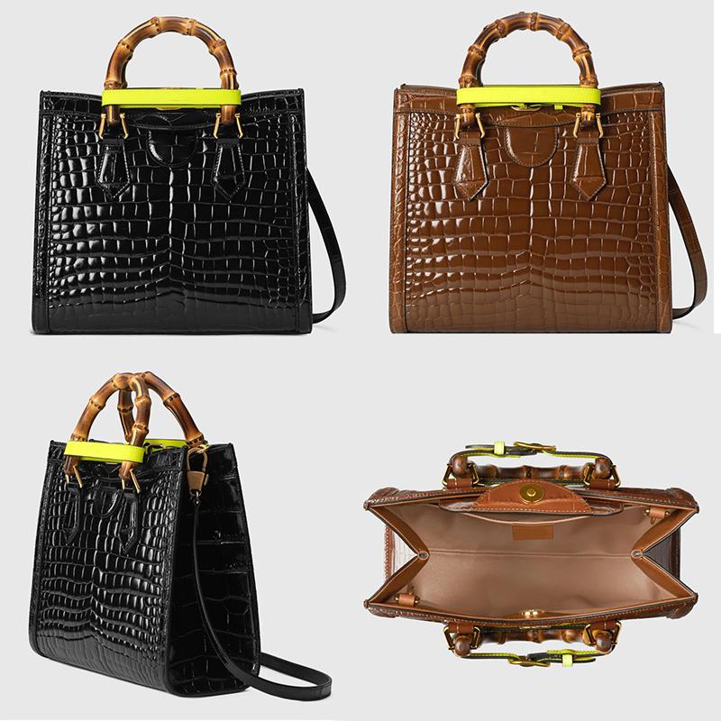 

Top quality crocodile leather Diana Bamboo tote bag designers handbag charming Shoulder Bags womens Purse Fashion pochette Python skin double g fashion, Customize