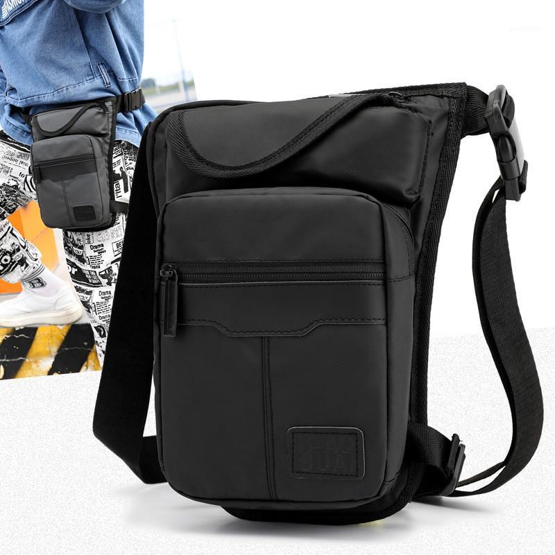 

New men's sports riding Messenger bag outdoor casual waterproof pockets multifunctional simple lightweight running leg bag1, Black