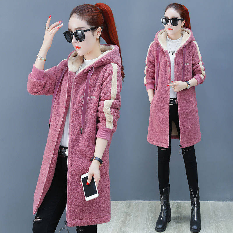 

Sleeve Long Zipper with False Hood Lambswool Tops 2020 Autumn Women's Coat Winter 3j5a, Unkcamelunk