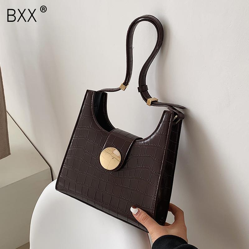 

[BXX] Vintage Small PU Leather Crossbody Bags Brand Fashion New Quality Women's 2021 Luxury Shoulder Handbag and Purses HQ748, Black