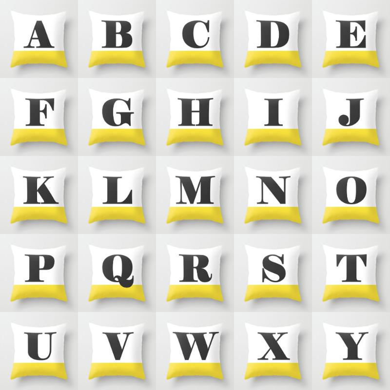 

Cushion cover 45x45 English alphabet yellow white home decor living room decoration cover white pillow case minimalist decor NEW, Dlytbzt229 v
