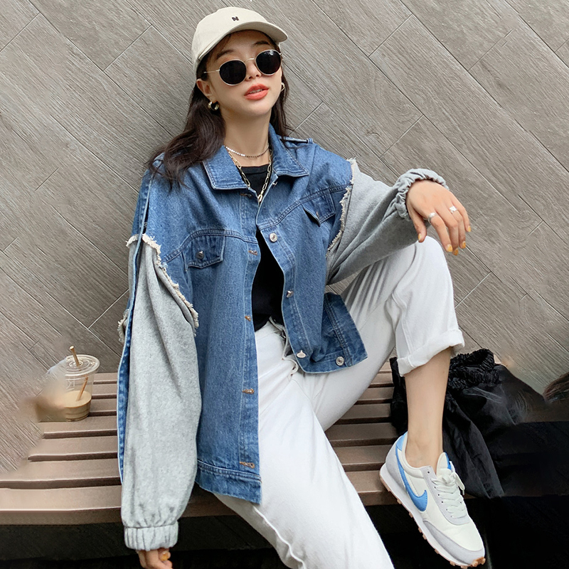 

2021 New Denim Couture Female with Single Long Sleeve Breasted Retro Fashion New Spring Loose Two-piece Nz5 Jacket Beo3, Black