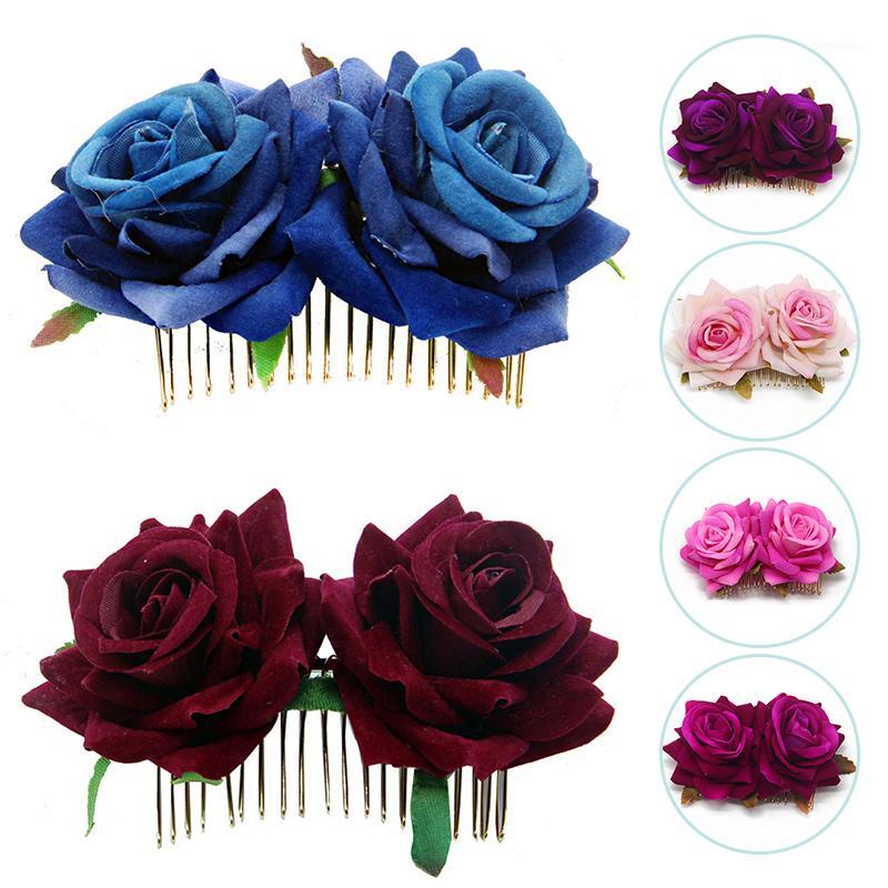 

1PC Women Rose Flower Hair Combs Hair Pins Clips Headpiece Accessories Wedding Bridal Fashion1