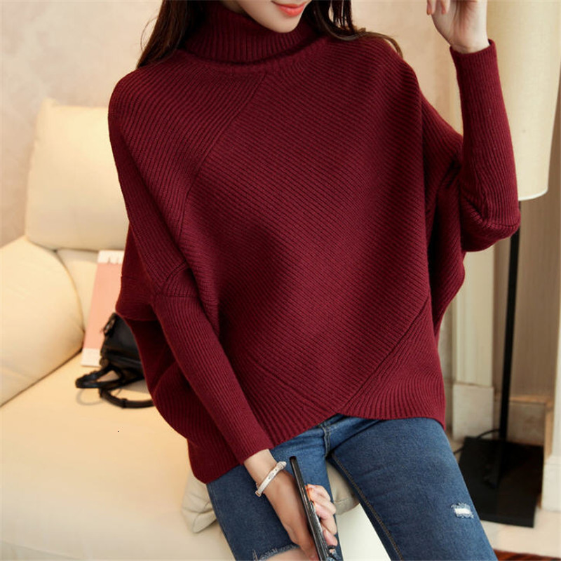 

2021 Retail Pullovers Sweater Knitted-out for New Autumn Winter Turtleneck Women Jumper Jumpers A1758 UDL6, Red wine