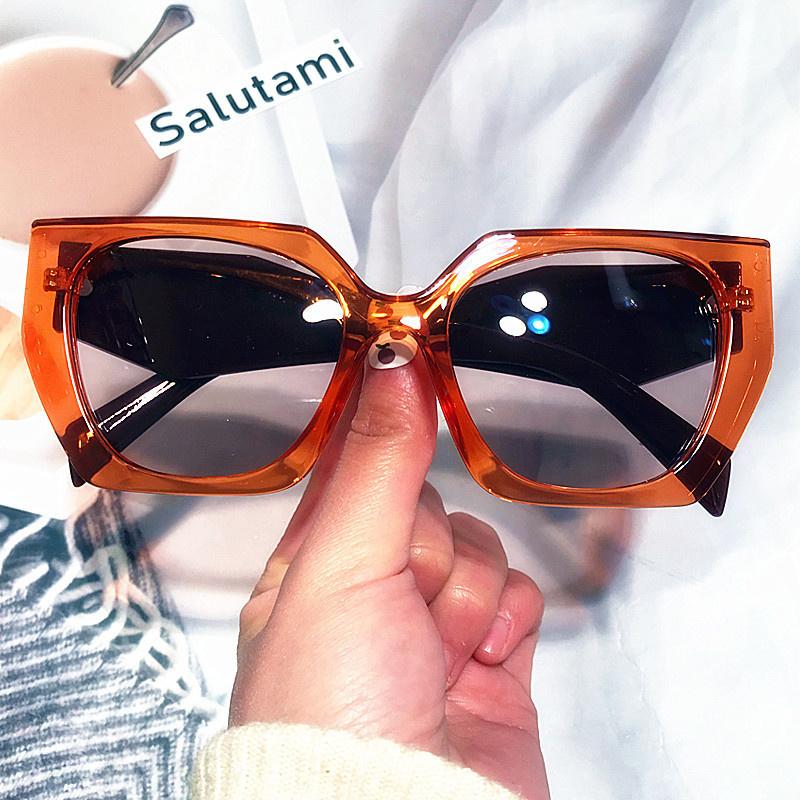 

Sunglasses 2022 Brand Oversized Square For Women Vintage Orange Black Gradient Cat Eye Sun Glasses Female Wide Lge Shades, White;black