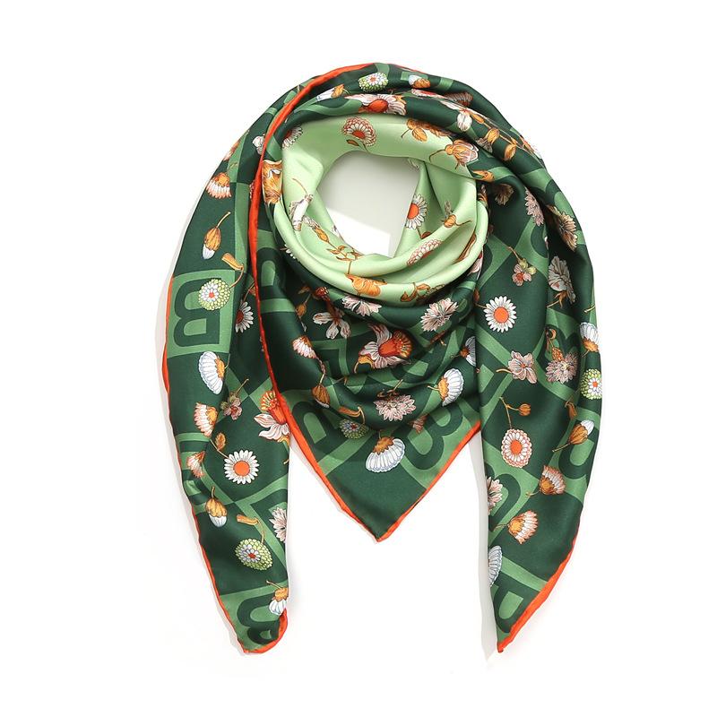 

90*90cm Women Silk Scarfs Print Square Scarves Spring Summer Shawls For Ladies
