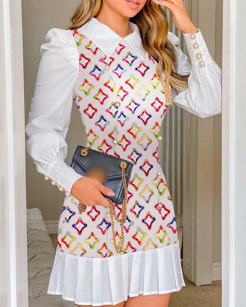 

2022 New elegant stitching slim mini dress ladies patchwork shirt dresses, Red
