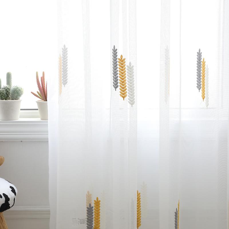 

Modern Tulle curtain Nordic wind white embroidered window curtain wave white gauze perturbed living room balcony