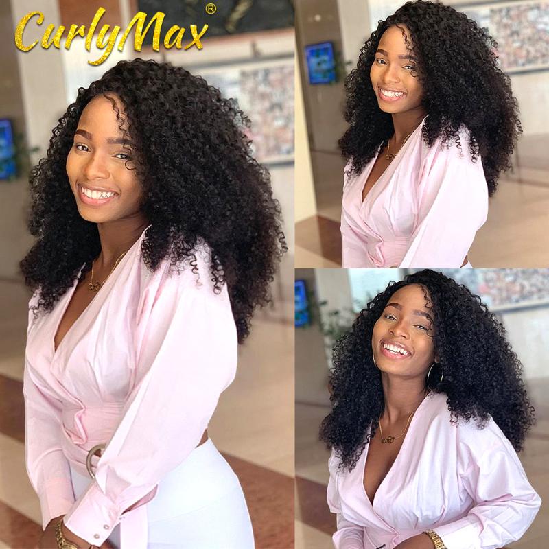 

Curymax Ombre Mongolian Kinky Curly Wig 13X4 Lace Front Human Hair Wigs For Women Pre Plucked 150 Kinky Curly Lace Front Wigs, Natural color