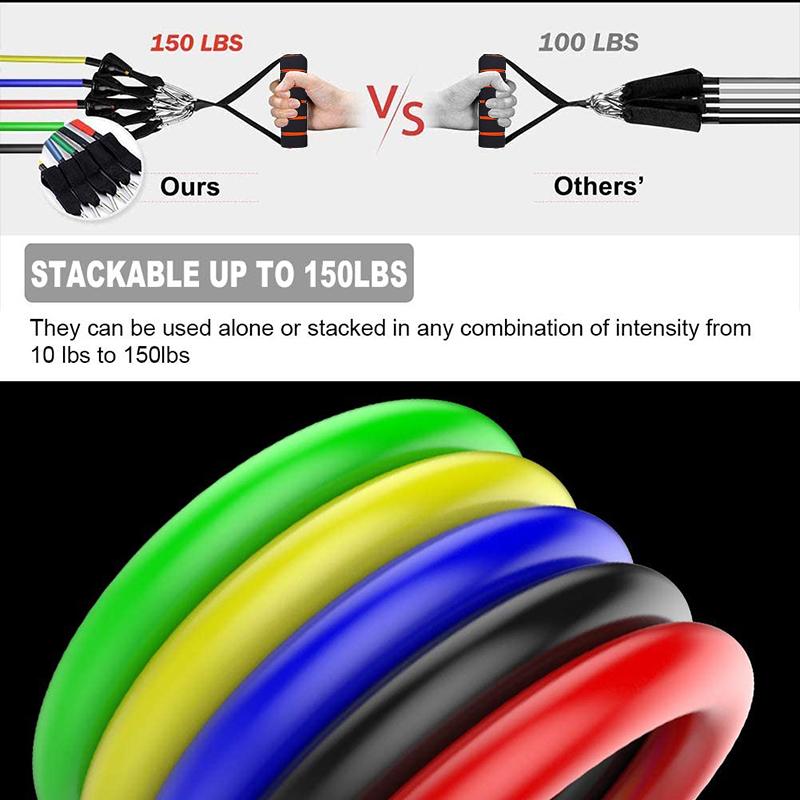 

11pcs/set 150 lbs pull Resistance Bands Set Yoga Exercise Fitness Band Rubber Loop Tube Bands Gym Pilates Home Body Workout