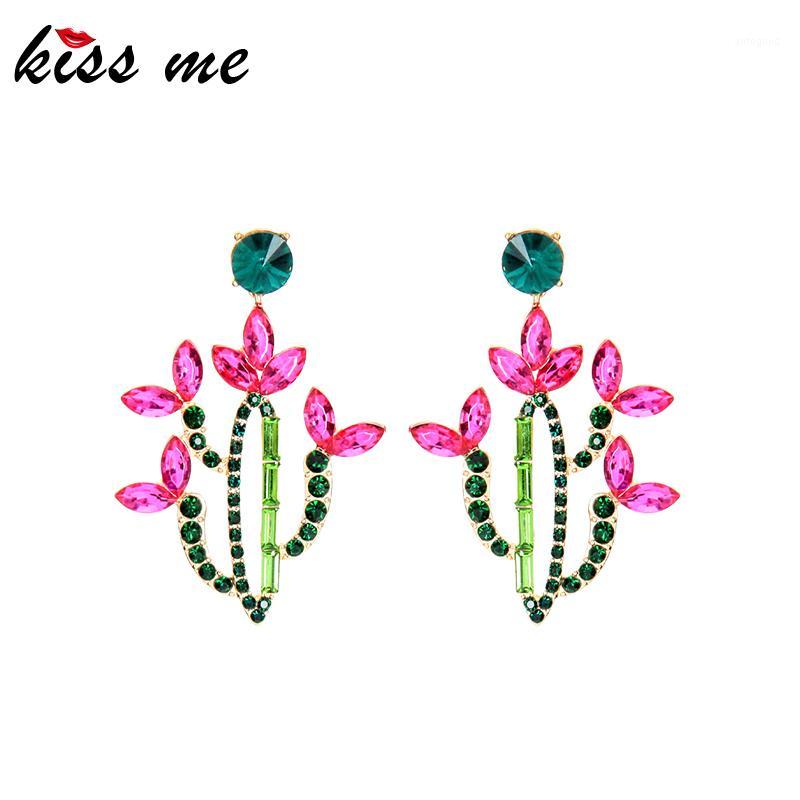 

Dangle & Chandelier Kissme Delicate Multicolor Crystal Cactus Blossom Drop Earrings For Women Gold Color Alloy Fashion Jewelry Accessories1