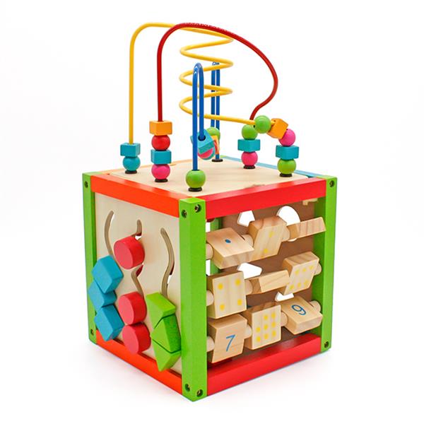 

Wooden Learning Bead Maze Cube 5 in 1 Activity Center Educational Toy, Customize