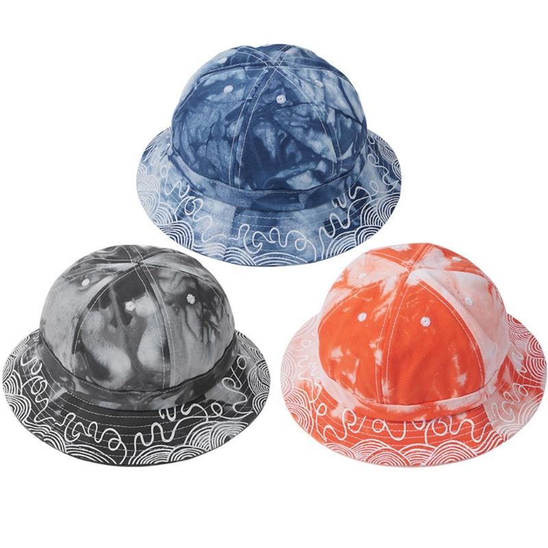 

Unisex Gradient Tie-Dye Bucket Hat Stripes Print Sunscreen Round Fisherman Cap