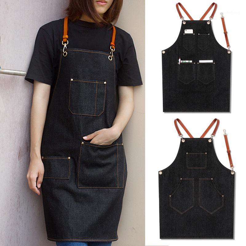 

Denim Apron Strap Bib Apron Barista Bartender BBQ Chef Uniform Workwear LBShipping1