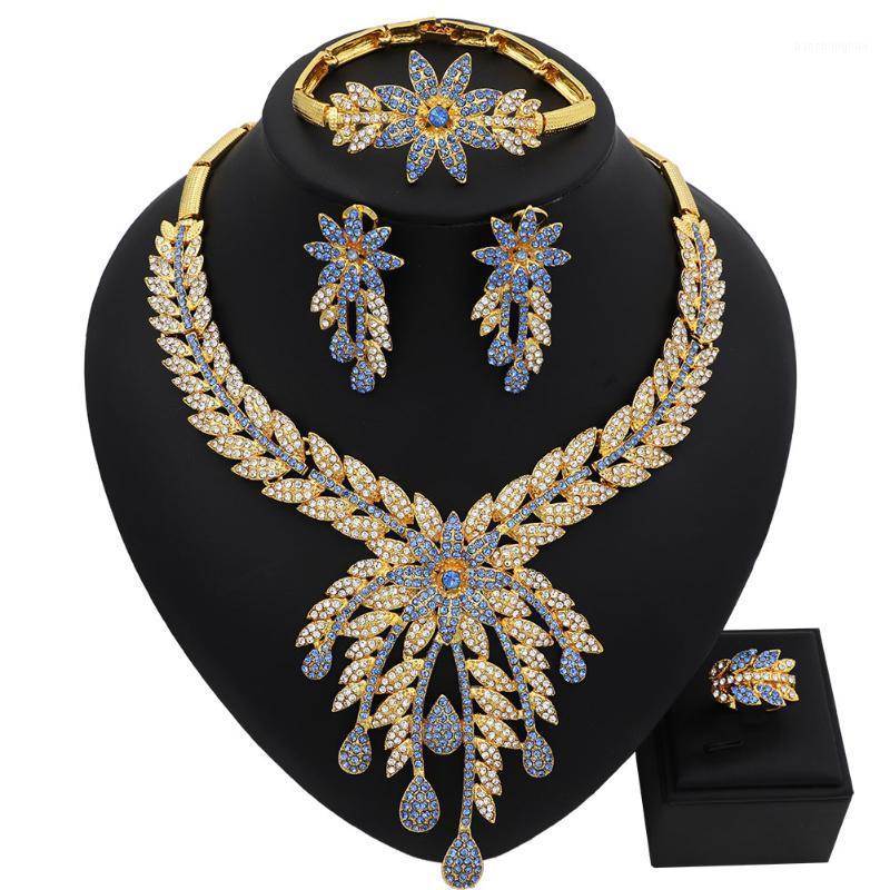 

Fashion Vintage Rhinestones Crystal Necklace Bracelet Ring Earring Wedding Party Elegant Women Classic Jewelry Sets Earrings, Silver