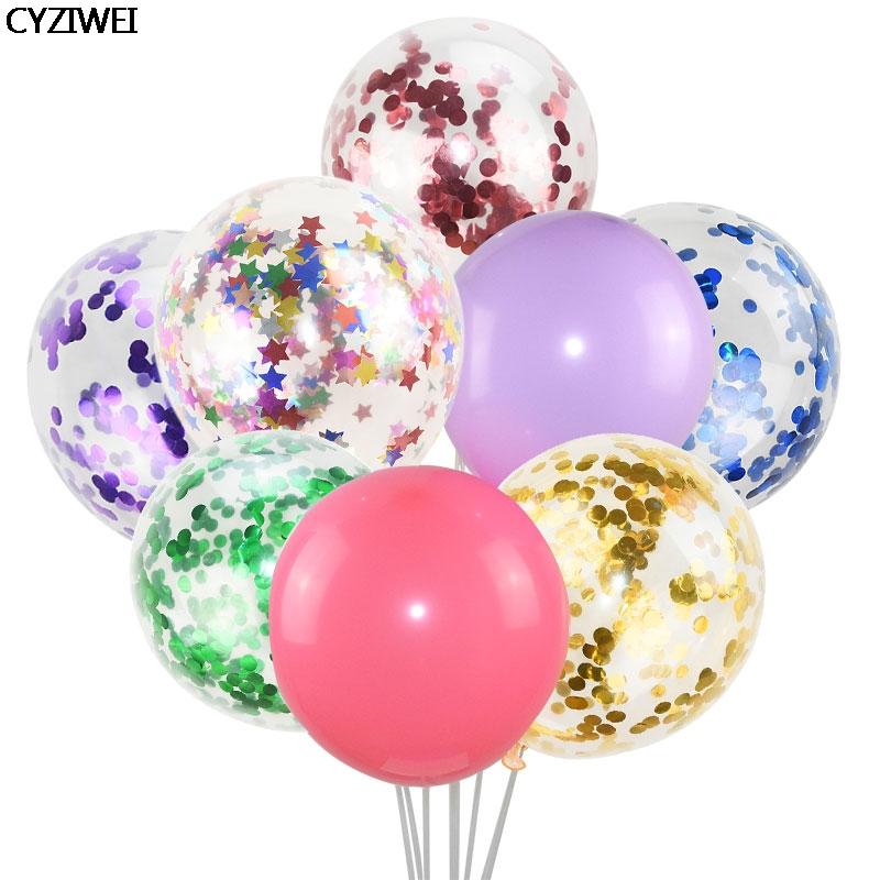 

Party Decoration 5/10pcs 12inch Gold Silver Confetti Balloon Transparent Latex Air For Happy Birthday Wedding Supplies