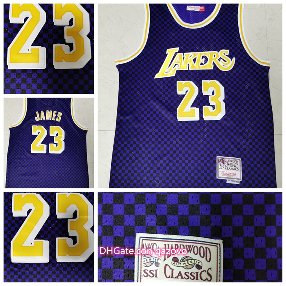 

NBALosAngelesLakers23 LeBronJamesPurple Retro Jersey, Black