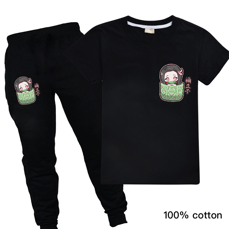 

Kids Clothes Girls Summer Tops+Pants Cartoon Children Sets Baby Boy Teenage Clothing Demon Blade Boutique 2 To 16 Years Y1117, White