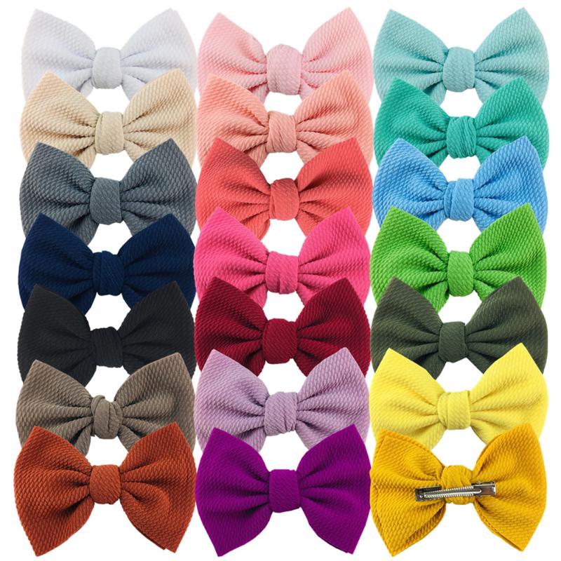

30pc/lot Baby 6" Double Layer Waffle Bows with Hair Clips or Nylon Headband,Kids Girls Knotbow Nylon Headbands Hairpins Headwear, With nylon headband