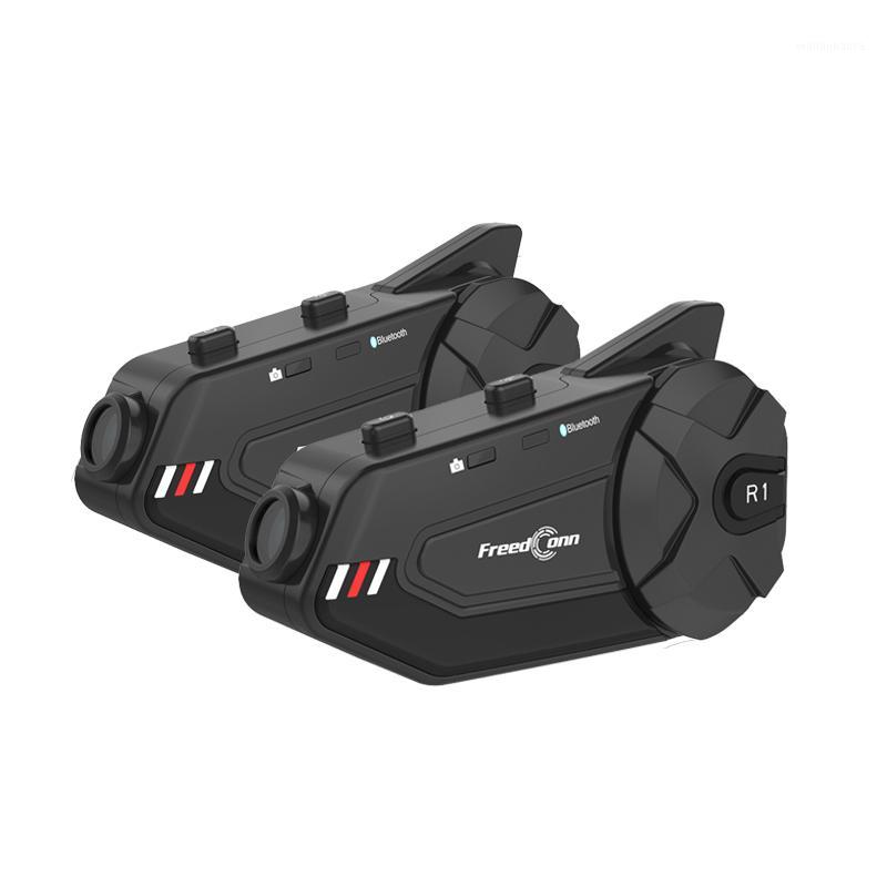 

Double Packing)FreedConn R1-Plus Motorcycle Video Recorder Headset 1000M 6 Riders Bluetooth Group Intercom Helmet Headset1