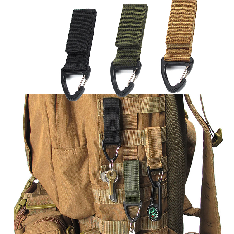 

Webbing Carabiner Backpack Molle Strap Clip Kit Travel Bag Quickdraw Belt Clasp Outdoor Bushcraft Hang Camp Attach Tactical, Green
