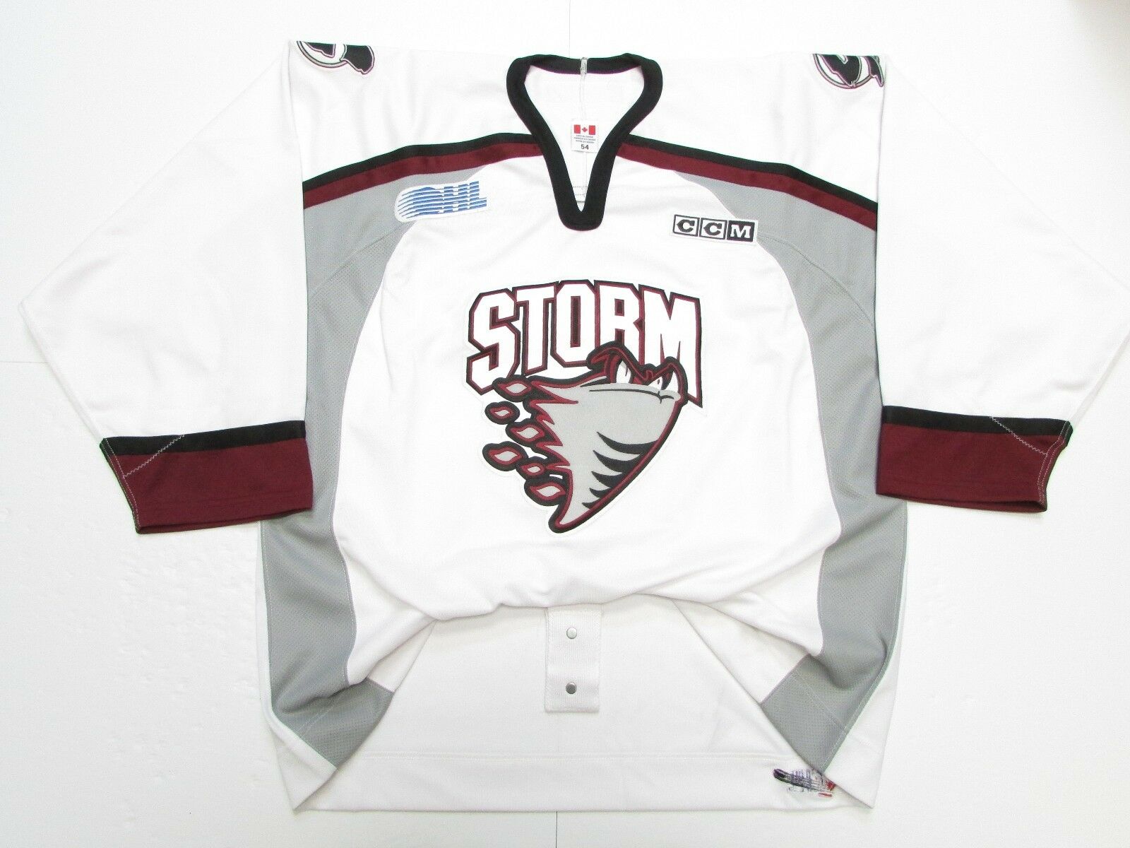 

Custom Men Youth women Vintage GUELPH STORM OHL WHITE PRO CCM Jersey Hockey Jersey Size S-5XL, White youth s-xl