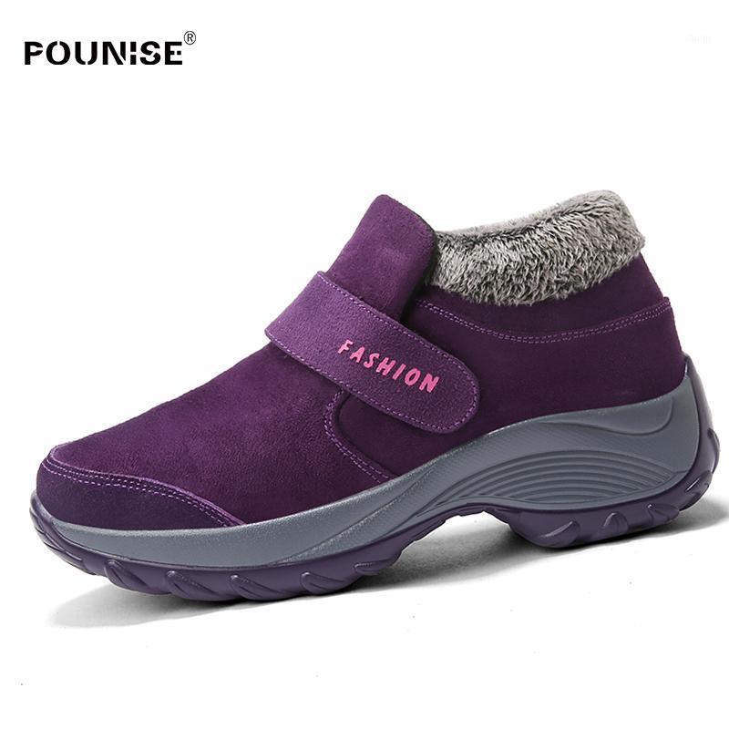 

winter woman Ankle boots 2020 fashion women casual shoes warm snow boots Platform sneakers Chunky female shoes plus size 35-421, Purple no plush
