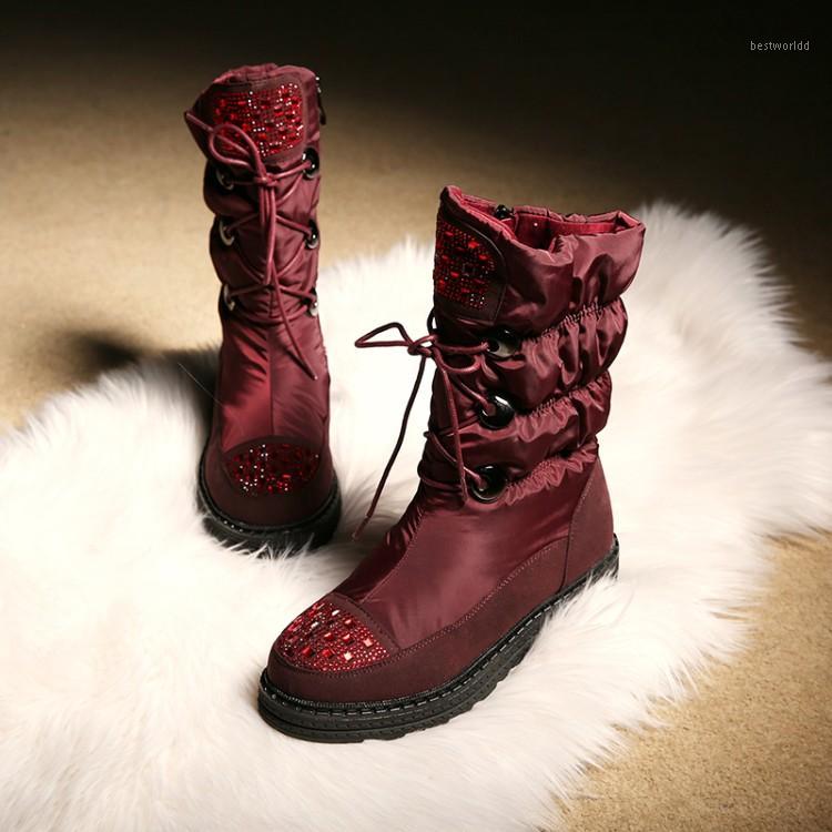 

Winter Women Boots Mid-Calf Boots Female Winter Shoes Woman Plush Insole Botas Female Waterproof Ladies Snow1, Black