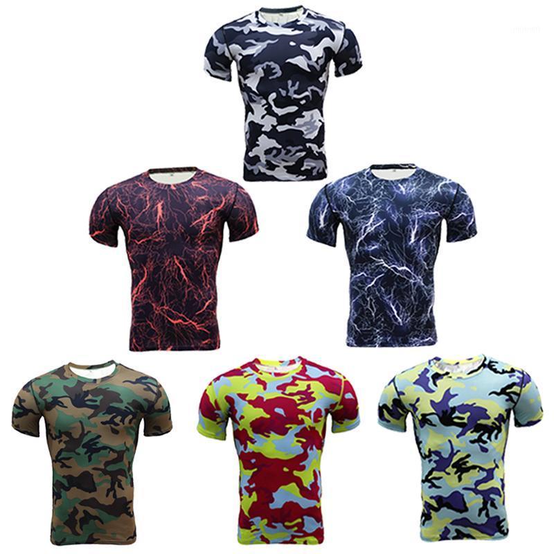 

2020 Men' Camouflage Compression Sports T-shirt Running T-shirt Gym Running Shirt Football Shirt Men' Sports Top1, Photo color