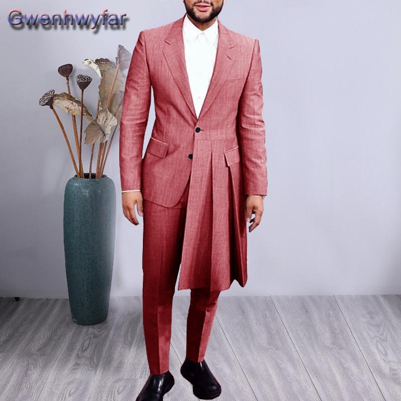 

Gwenhwyfar Autumn Casual Men's Latest Custom Design Suit Custome Homme Notched Lapel Groom Singer Prom Stage Tuxedos 2 Piece Set, Men suits 1