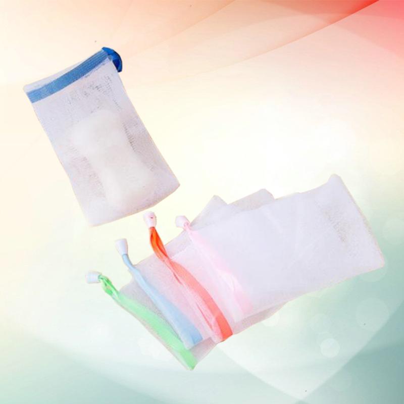 

5pcs Exfoliating Mesh Soap Saver Pouch Bubble Net Soap Mesh Bag Body Facial Cleaning Tool (Green + Blue + Orange