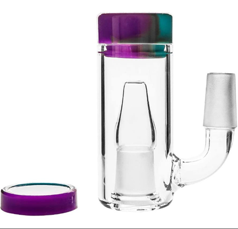 

14mm Male Glass Ash with two colors silicone contain straight reclaim catcher for smoking