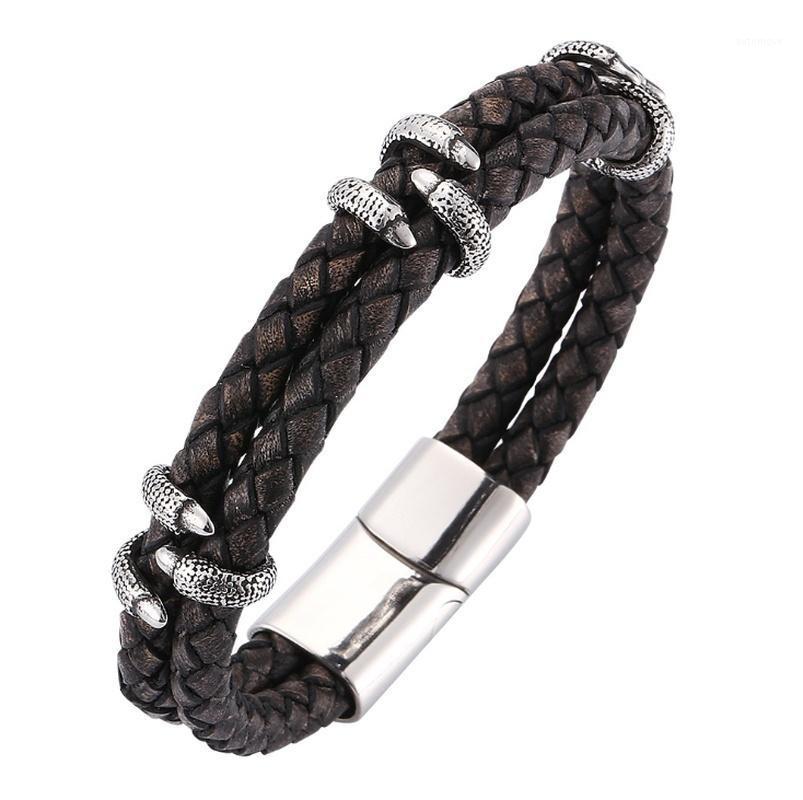 

Punk Fashion Men's Leather Rope Motorcycle Skull Claw Retro Bracelet Men's Jewelry1