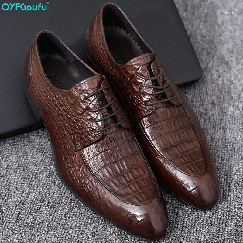 

QYFCIOUFU New Men Suit Crocodile Shoes Party Men's Dress Shoes Italian Leather Cow Genuine Formal Men Office Wedding1, Black