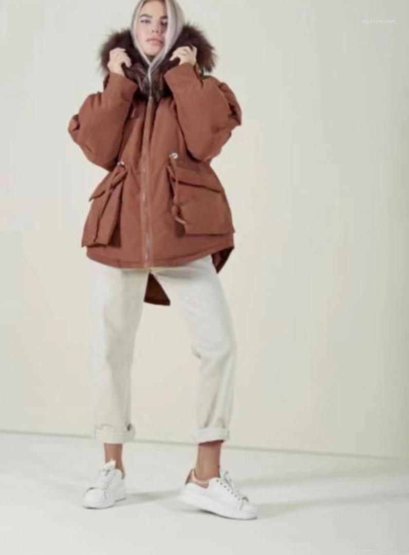 

Dawn jacket winter coat fashion real fur collar big pocket women winter down jacket1, As pic