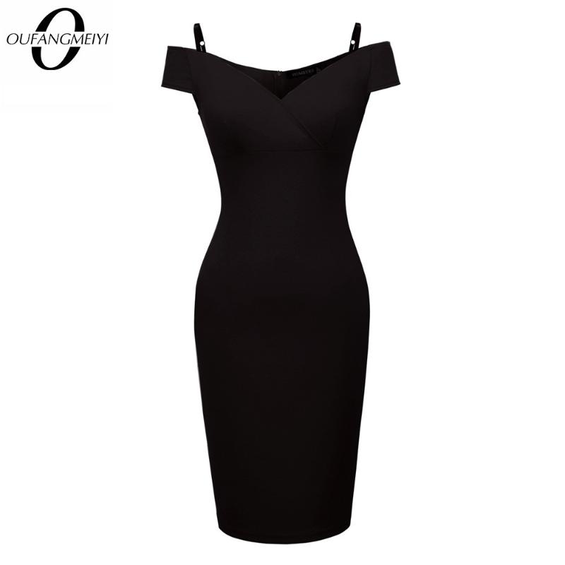 

Sexy Women Low Cut Adjustable Spaghetti Strap Club Wear Elegant Charming Bodycon Party Dress EB309, Black