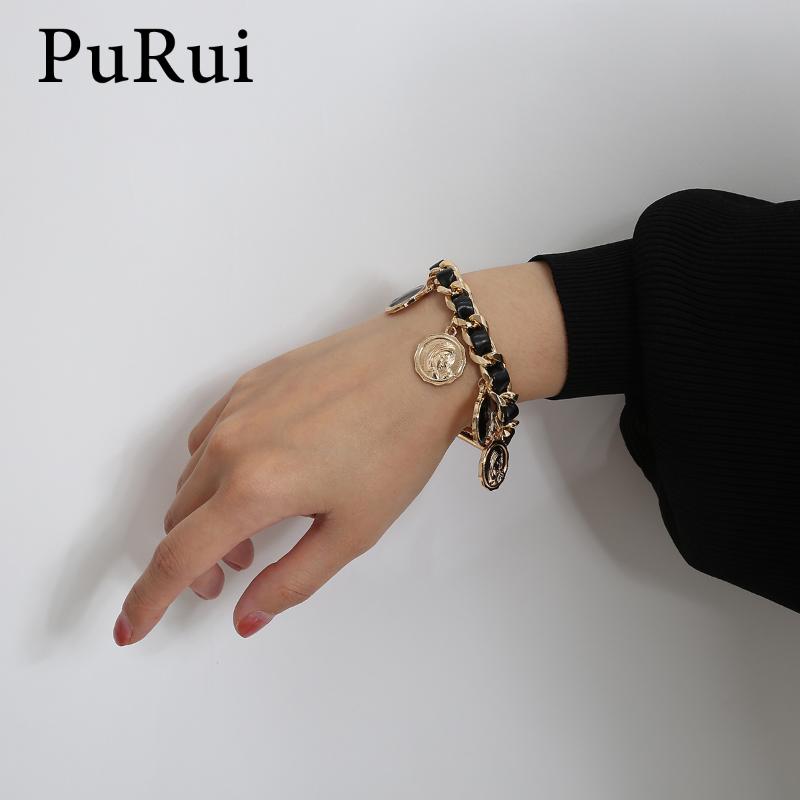 

Bohemian Coin Charm Bracelet for Women Chunky Chain Head Portrait Pendant Bracelets Bangles Statement Fashion Jewelry