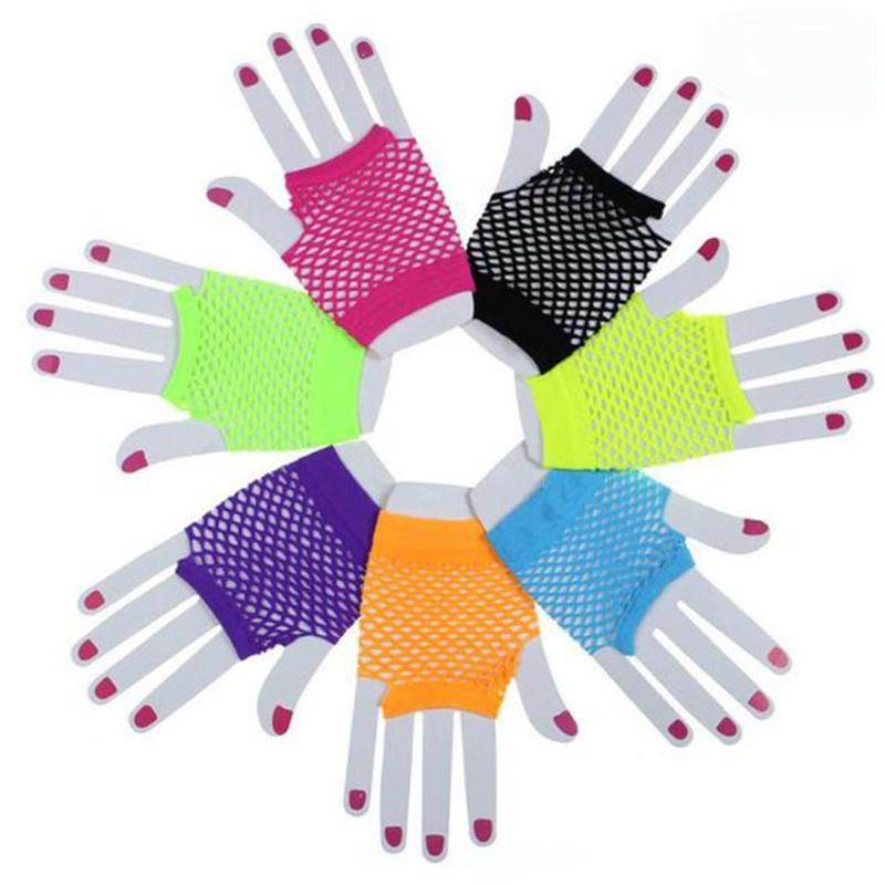 

High Quality Neon Short Fishnet Gloves Fish Ne Fancy Party Dance Club Nylon+Spandex Bride Wedding Fingerless Mesh Short Gloves