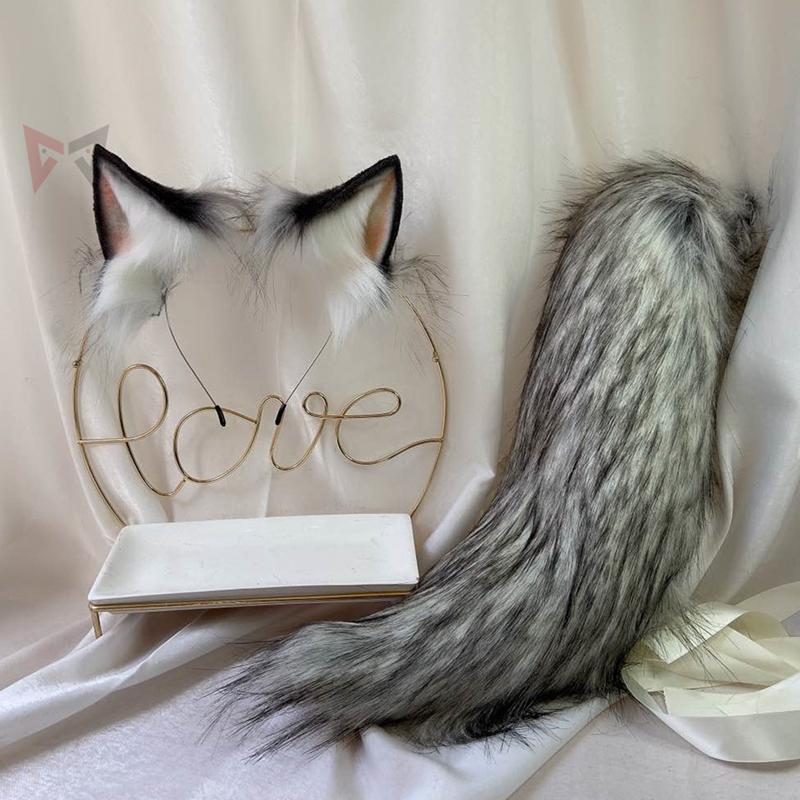 

MMGG New Hand Made Wolves Wolf Ears And Silver Black Ear Hair Hoop Hairbands Headwear Tail For Girl Women High Quality