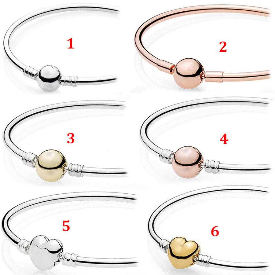 

Designer Jewelry 925 Silver Bracelet Charm Bead fit Pandora Round Head Love Heart Slide Bracelets Beads European Style Charms Beaded Murano, Black