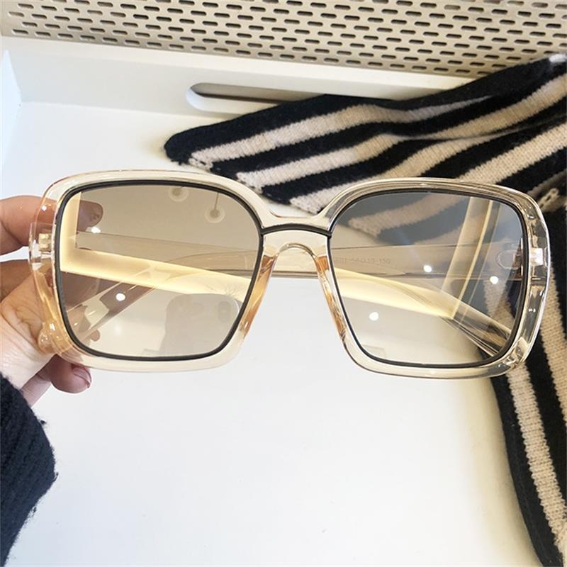 

Sunglasses Trendys Light Brown Square Women 2021 Acetate Oversized Shades Retro Vintage Clear Lens Glasses Frame Eyeglasses