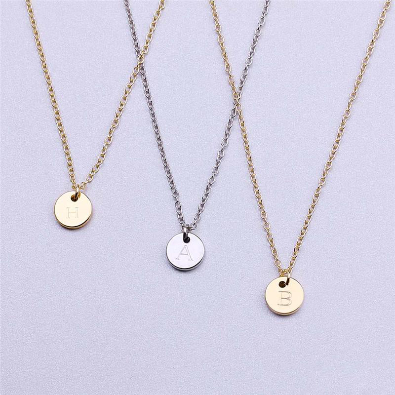 

Personalize A-Z 26 Alphabet Letter Necklace With Card Silver Chain Initial Name Pendant Necklace For Customized Jewelry Gift Wholesale