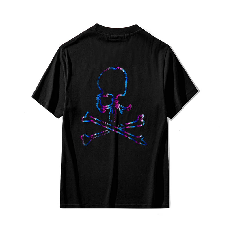 

2021 New Japanese Mmj Men's Personality Handsome Line Skull Short Sleeve O-neck T-shirt Top Lovers Dg0l, White